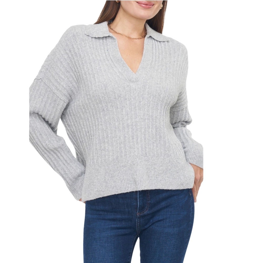 Pistola Zoe Relaxed Polo Sweater Heather Gray Size Small Revolve NWT - Picture 2 of 9